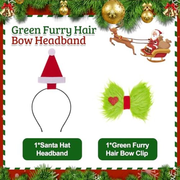 Festive Headband with Detachable Hair Bow Clip - Soft Holiday Accessory Set - Picture 3 of 8